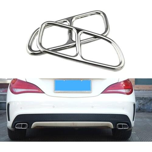 Yubao 2x Car Stainless Steel Tail Throat Exhaust Pipe Muffler Tip Cover Trims for Mercedes Benz CLA W117 2013-2016