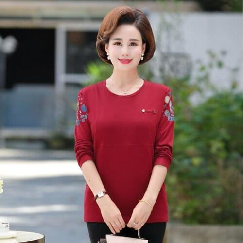 2020 Middle-aged Women Long Sleeve Tops Casual Plus Size Women Long Sleeve T-Shirt Women Korean Harajuku TShirt Womens Clothing