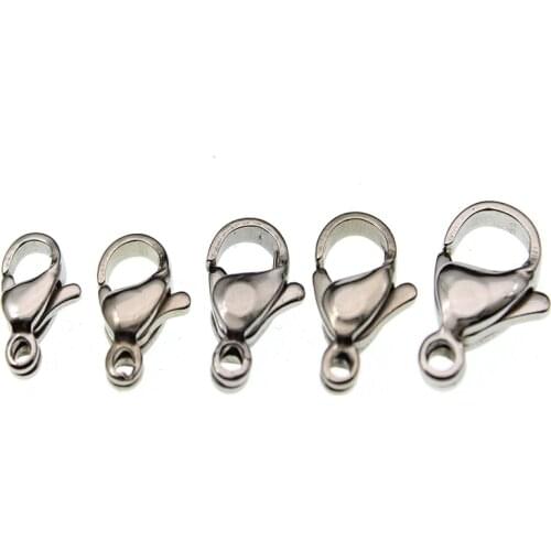 30pcs/lot Stainless Steel Lobster Claw Clasps for Jewelry Necklaces Bracelet Connector Making Findings