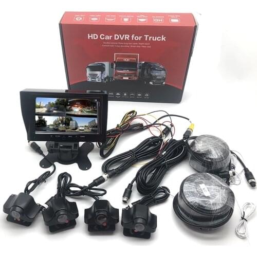 7 Inch IPS 1024*600 Screen 4CH Split Wired Rear View Support 128GB TF Card DVR Monitor All In One AHD Camera System