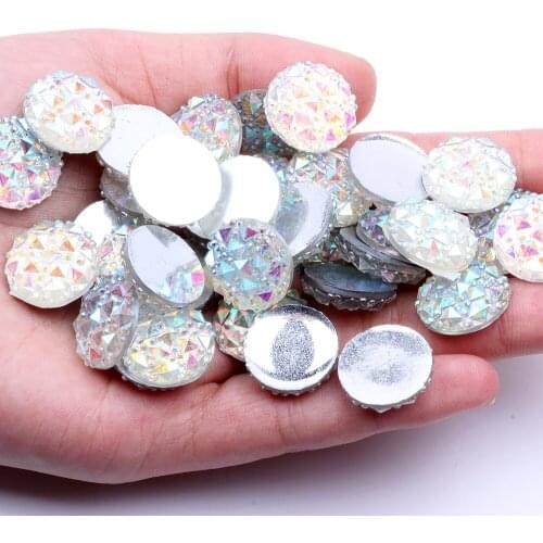 White Round Shape Flatback Resin Rhinestones 8 10 14mm Crocodile Skin Texture Without hole Beads Gems Scrapbooking Decoration