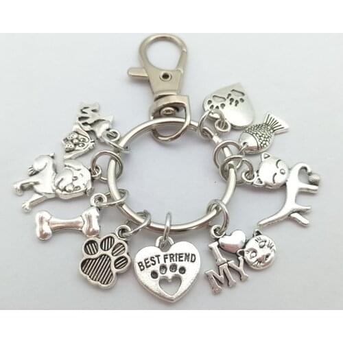 New Mini I Love My Dog And Bone keychain lovely Footprint Pendant Keyring Best Friend Pet Keyring Gift For Pet Lovers