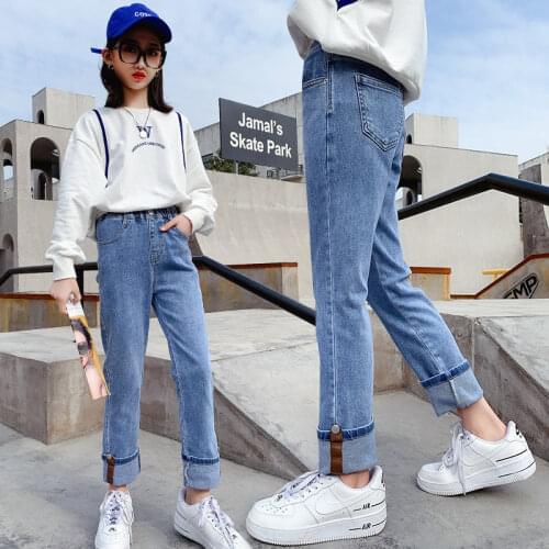 High Quality Pants For Teen Girls Solid Color New Spring Autumn Korean Style Children Slim Soft Jeans School Straight Trousers