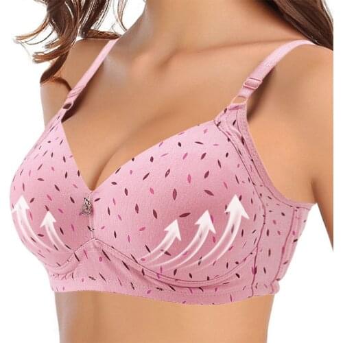 Bras For Women Large Size 46 48 50 52 C D Cup 2021 Wire Free Bras Lady Print Super Push Up Bralette Full Cup Intimates Plus Size