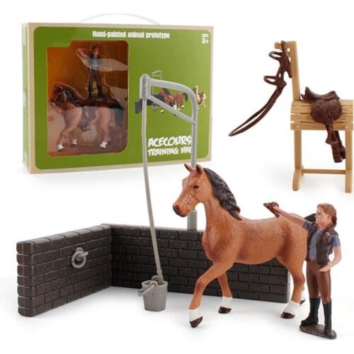 8Pcs/Set Horse Washing Set Toy Safe Vivid PVC Simulation Model Toy Gift for Home Decor Tabletop Ornaments
