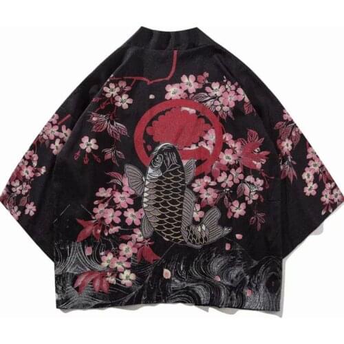Yukata Haori Japanese Carp Kimono Cardigan Women Men Samurai Costume Jacket Mens Shirt Yukata Haori Traditional Asia Clothing
