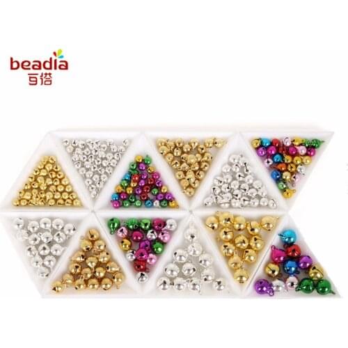 Free Shipping Gold/silver/Mixed color 6-14mm20-100 pcs/bag Copper Jingle Bell For Metal Jewelry Accessories