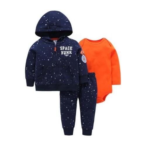 Childrens jumpsuit long-sleeved suit cotton jacket + jumpsuit + pants three-piece childrens clothing boys and girls clothes