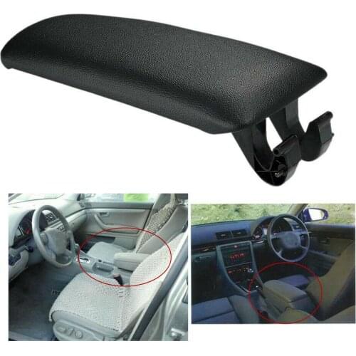 Leather Armrest Center Console Lid Cover for 2002-2008 Audi A4 B6 B7 Black