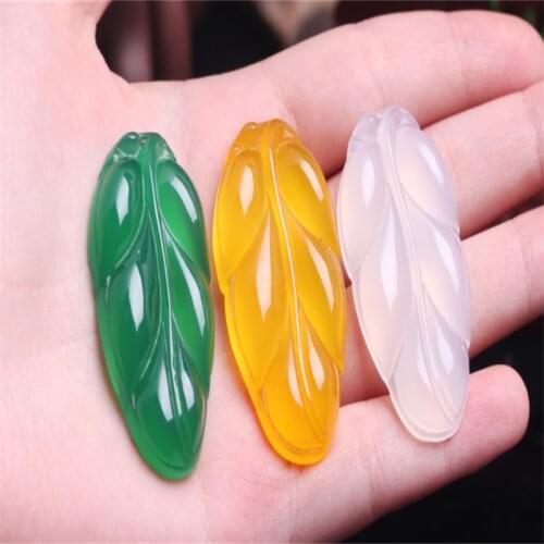 Hot selling natural hand-carved Tricolor golden branches jade and leaves Necklace pendant fashion Accessories Men Women Gifts