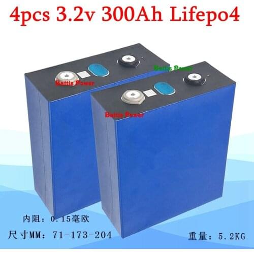 4PCS Lifepo4 3.2v 300Ah lithium battery for DIY 12V 24V 36V 600AH 300ah Energy storage Solar Van backup power motorhomes golf