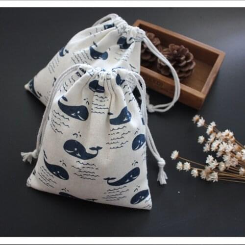 Fish Linen Gift Pouch 8x10cm 9x12cm 10x15cm 13x17cm Pack of 50 Party Candy Favor Bag Jute Storage Sack