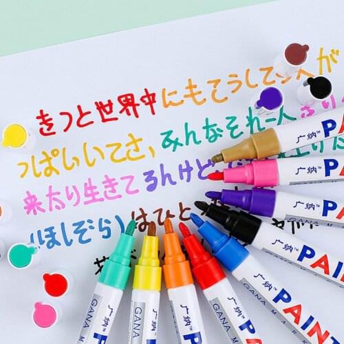 Paint Marker Pen Fade-proof Car Tyre Tire Tread CD Metal Permanent Paint Marker Graffti Oily Macador Caneta Stationery 12 Colors