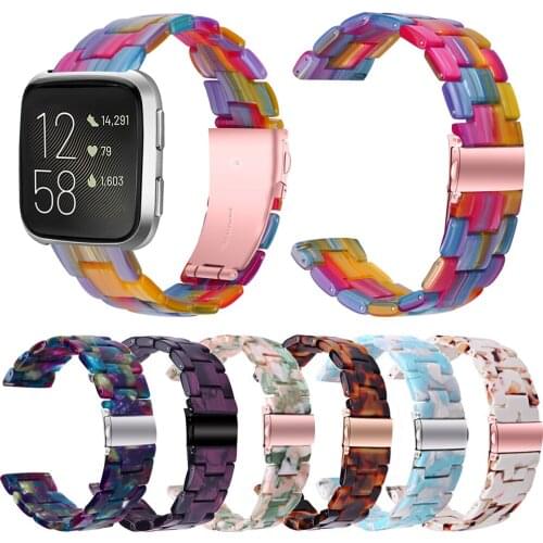 Fashion Colorful Reaplacement Resin Watchbands For Fitbit Versa/Versa Lite Smart Watch Strap Double butterfly clasp Band Strap