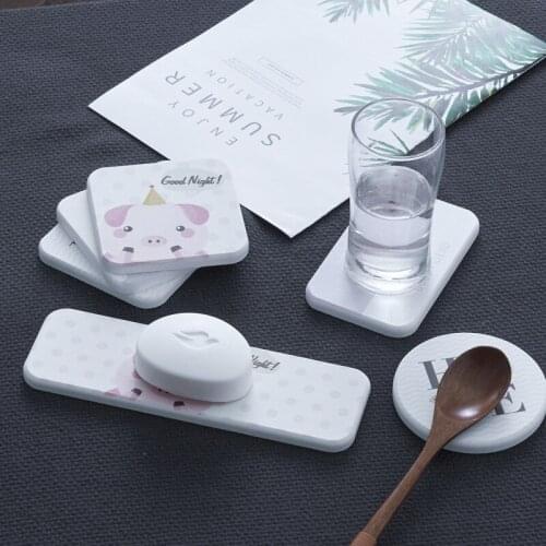 Cartoon Cute Pig Sink Diatomaceous Earth Coaster Tea Coaster Diatom Mud Absorbent Coaster Insulation Pad Cup Holder
