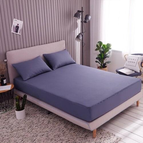 Solid Color Bed Sheet Mattress Cover Washable Breathable Bed Cover Six Sided All Inclusive With Zipper Fitted Sheet Bedding