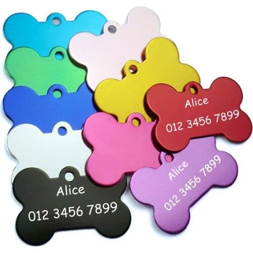 Pet Name Tags Personalized Dog Cat Tags Engraved Cat Dog Puppy Pet ID Name Collar Tag Pendant Pet Accessories Bone Pendant