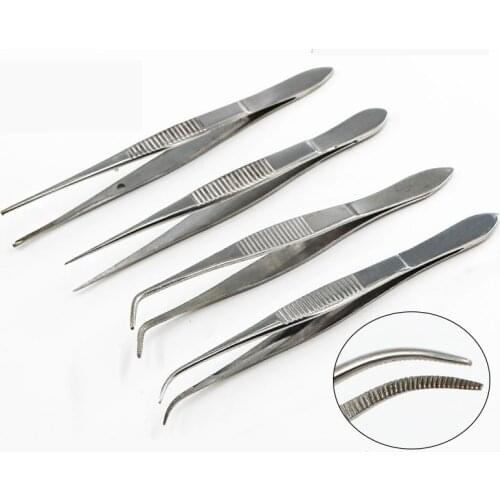 10cm Eye Tweezers Double Eyelid Plastic Surgery with Hook Tooth Surgery Tools Fine Fat Tweezers Tweezers