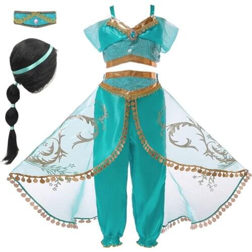 Arabian Princess dress Girls Dresses For Girls Cosplay Dress up Kids Halloween Fantasy Top Pants Costume 2Pcs Set Clothes