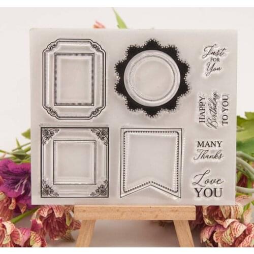 Border Label Transparent Seal Clear Silicone Stamp Cutting DIY Scrapbooking Rubber Coloring Embossing Decor Reusable 12.5*10.5cm