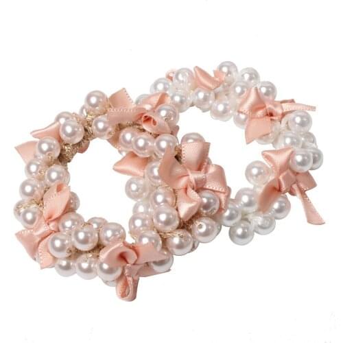 Pearl Scrunchy Elastic Hair Bands Bow Hair Elastic Rubber Bands Ring Elegance Ponytail Holder Hair Tie For Girl Hair Accessorie