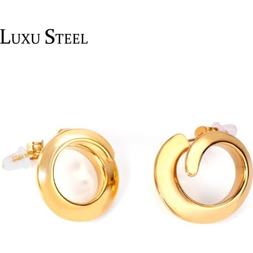 LUXUSTEEL Earrings 2021 Trend Stainless Steel Spiral shape Stud Earrings Women Accessories Gold Color Piercing Earring Party