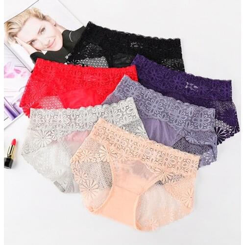 Sexy Lace Panties for Woman Underwear Sexy Lace Breathable Soft Lingerie Female Briefs Panty Sex Transparent Womens Underpants