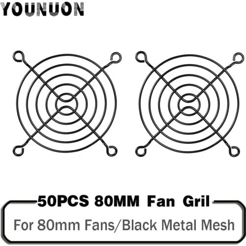 50 Pieces 80mm Black Fan Grills Protection Net 80x80mm Metal Mesh for 80mm 8cm Fan Protecntion Finger Protection Net
