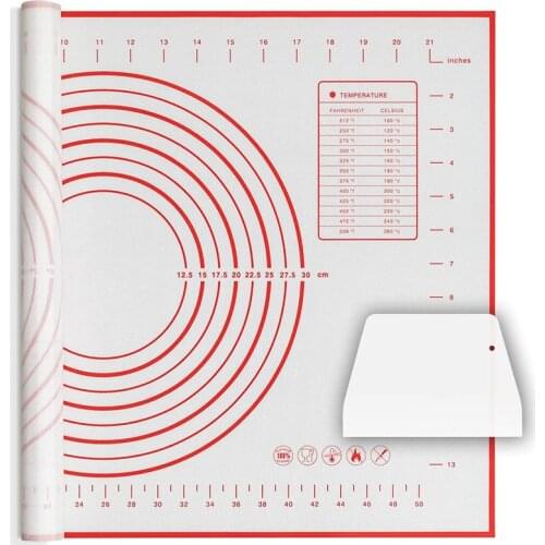 60*40cm Non-Stick Silicone Pastry Mat With Dough Scraper Cutter Cake Cookies Kneading Dough Pad Baking Mat Kitchen Rolling Plate
