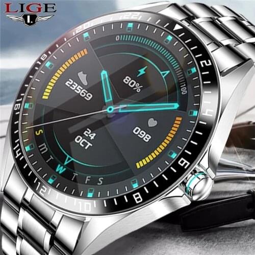 LIGE 2020 New Bluetooth call Mens Smart Watch IP68 Waterproof Fitness Tracker Watches with Heart Rate Blood Pressure Monitor+Box