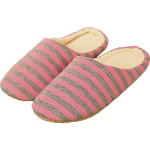 Dropshipping Slipper Women Striped Bottom Soft Home Slippers Warm Cotton Shoes Women Indoor Slippers Slip-On for Bedroom House