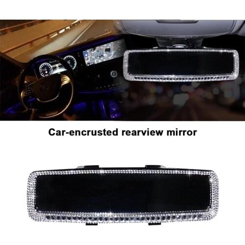 Rhinestone Car Interior Rearview Mirror Decor Charm Crystal Bling Diamond Ornament Rear View Mirror Cover Auto Accessories