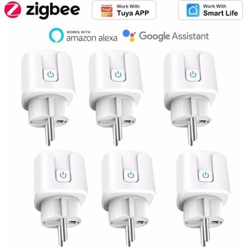 Tuya ZigBee Smart Plug EU 16A Power Monitor Timer Socket Smart Home Wireless Compatible Alexa Google Home Assistant