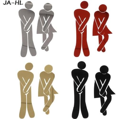 WC Toilet Entrance Sign Bathroom Mirror Stickers Woman&Man Toilet Sign Wall Sticker Washroom Door Sign high quality