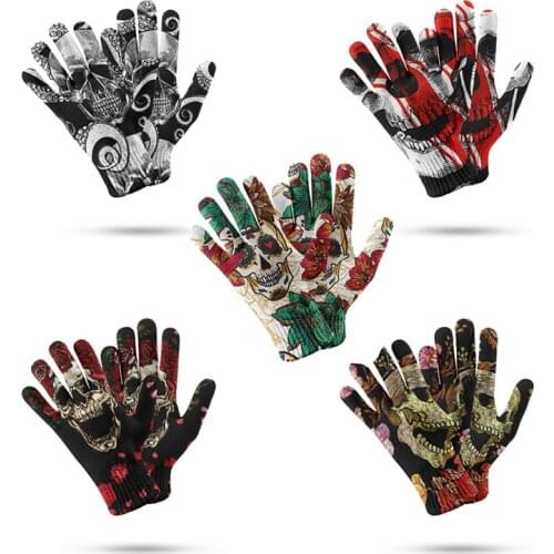 Personality Skull Style Touch Screen Gloves Universal Men Women Running Gloves Flexible Gloves For Use With Mobile Phones