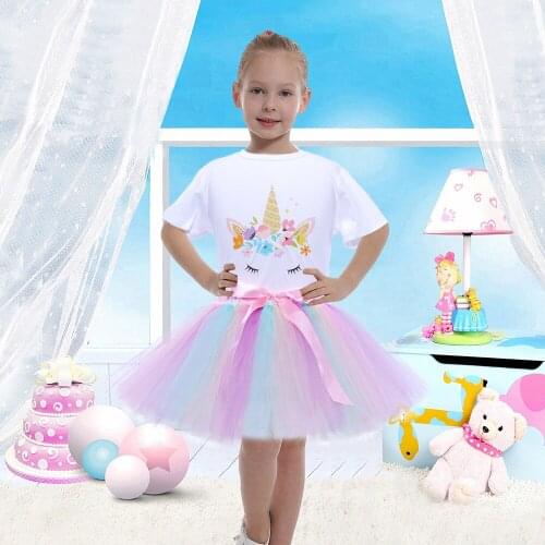 New Arrivals Tutu Skirts Baby Girl Clothes 12M-8Yrs Colorful Punicorn ettiskirt Girls Party Dance Rainbow Tulle Skirts Children