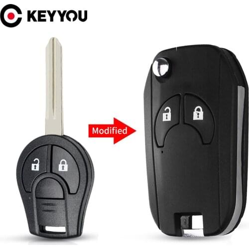 KEYYOU Replacement 2 Button Modified Folding Remote Key Shell Filp Car Key Case For Nissan Cube Micra Note Qashqai Juke X-Trail