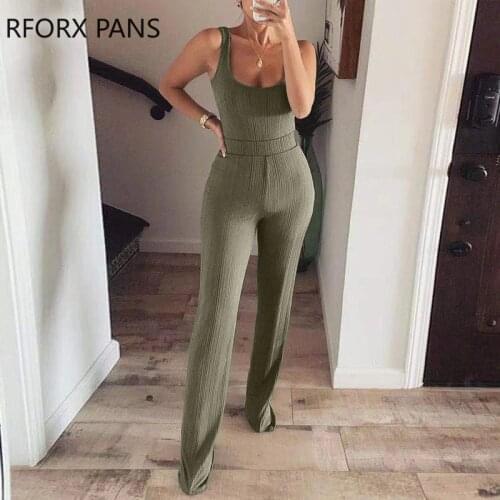 Women Clothes Strap U-neck Plain Tank Jumpsuit Casual Jumpsuit Look for Women 2021