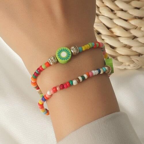 Fruit Beads Bracelets Bohemian 2021 Handmade Colorful Resin Beaded Boho Summer Femme Charm Bracelet Jewelry
