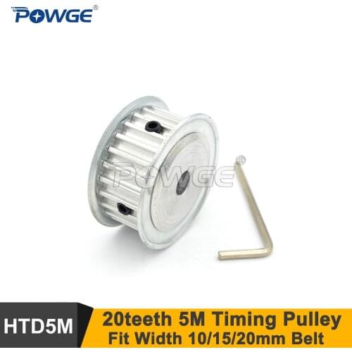 POWGE 20 Teeth 5M Timing Pulley Bore5/6/6.35/7/8/10/12/ 12.7/14mm Fit W=15/20/25mm HTD 5M Belt 20T 20Teeth 5M Synchronous Pulley