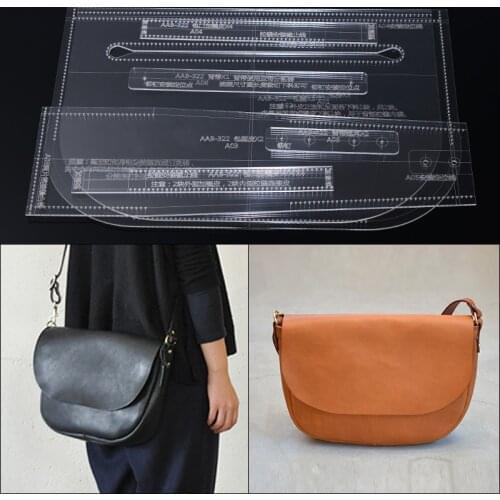 1 Set DIY Leather Handmade Craft Men Shoulder Bag Acrylic Stencil Leathercraft Template Leather Cutting 36*24*10cm