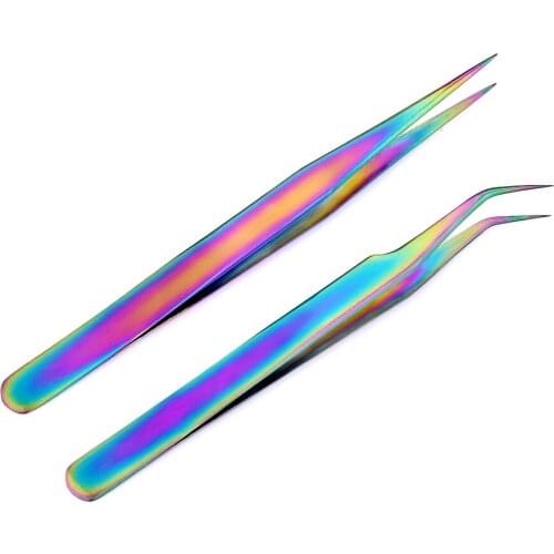 1PC Stainless Steel Tweezers Curved And Straight Rainbow Extension Nails Decor Picker Dead Skin Remover Makeup Nail Tool