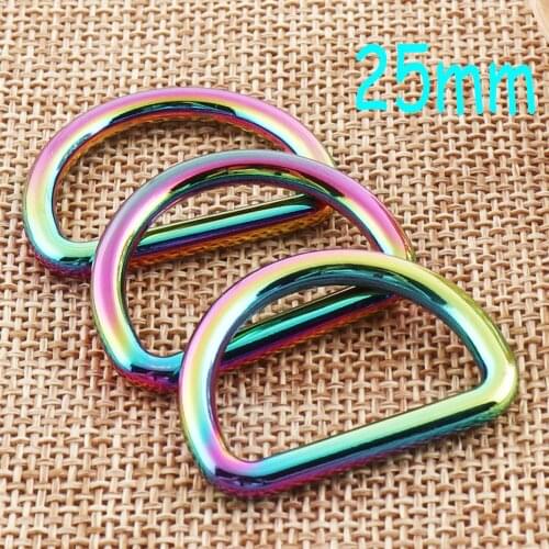 10 PCS Rainbow D Rings Buckles 1" Multicolored D-Ring Hardware Leather Belt Clasp Handbag Key Chains Leather Webbing