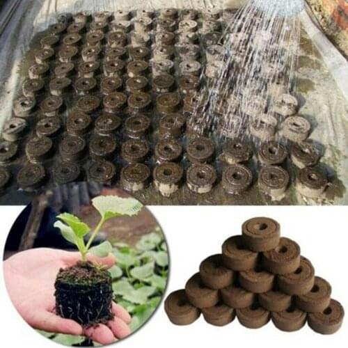 100pcs 30mm Peat Pellets Plant Seedling Soil Blocks Starting Plugs Garden Tools for Indoor Home Gardening Greenhouse