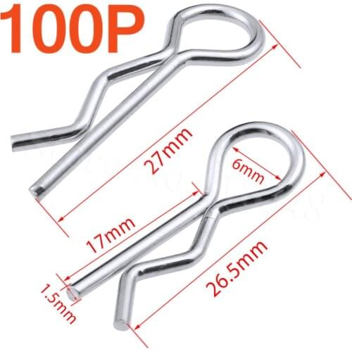 100pcs Universal 1/5 1/8th Scale Large RC Body Clips Bend Truck Buggy Shell R Pins For Redcat HSP 81013 Baja