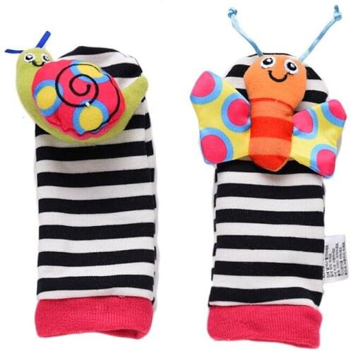 2 pcs Cartoon Baby Toys 0-12 Months Baby Rattles Children Infant Newborn Toys Soft Plush Sock Baby Rattle Toy Wrist