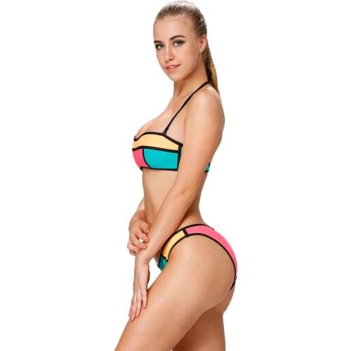 2021 new neoprene swimsuit with bikini, sexy slim fluorescent swimwear