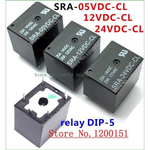 5pcs/lot SRA-05VDC-CL SRA-12VDC-CL SRA-24VDC-CL 5V 12V 24V 20A T74 relay DIP-5