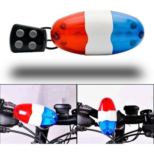 6 LED 4 Tone Sounds Bicycles Bell Police Car Light Electronic Horn Siren For Kid Children Bike Scooter Cycling Lamp Accessories