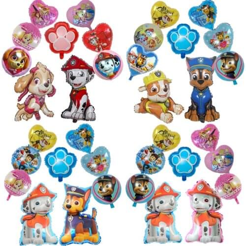 9pcs Wang Wang team Dog patrol balloon Baby birthday Boy girl First year party Decoration festival Furnishing supplies